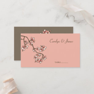 Pink Peach Blossom Spring Flowers Asian Wedding Place Card