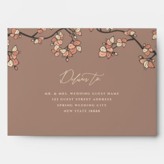 Pink Peach Blossoms Elegant & Chic Floral Wedding  Envelope