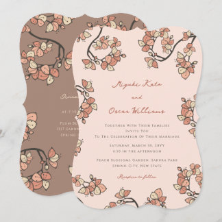 Pink Peach Blossoms Elegant & Chic Floral Wedding Invitation
