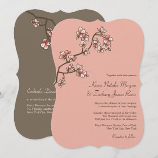 Pink Peach Blossoms Sakura Chinese Wedding Invite