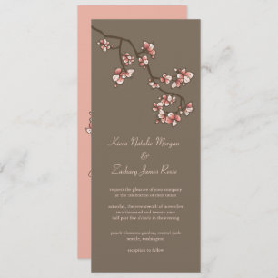 Pink Peach Blossoms Sakura Chinese Wedding Invite