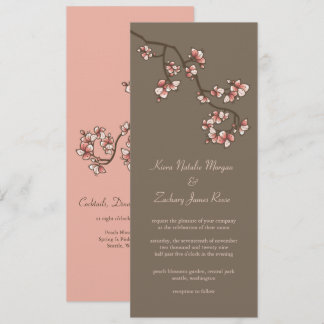 Pink Peach Blossoms Sakura Chinese Wedding Invite