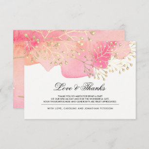 Pink Peach Branches Wedding Thank You Card