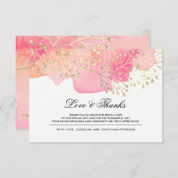 Pink Peach Branches Wedding  Thank You Card by marazdesign at Zazzle