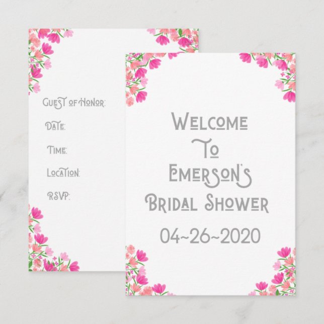 Pink & Peach Bridal Invitation #1 (Front/Back)