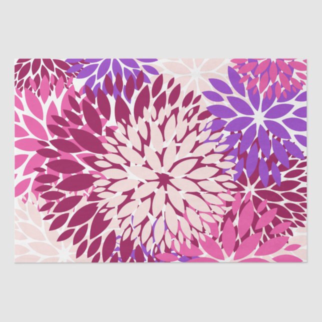 Pink Peach Burgundy Purple Dahlia Tissue Paper (Front)