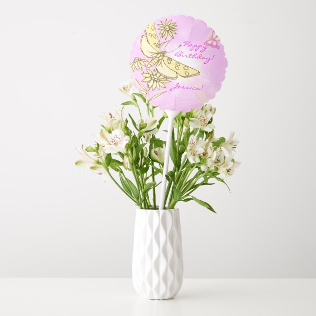 Pink Peach Butterfly Balloon (Vase)
