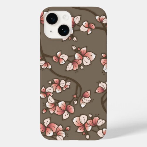 Pink Peach Cherry Blossom Elegant Sakura Floral Case_Mate iPhone 14 Case
