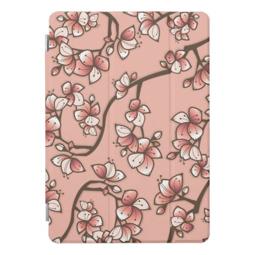 Pink Peach Cherry Blossom Elegant Sakura Floral iPad Pro Cover