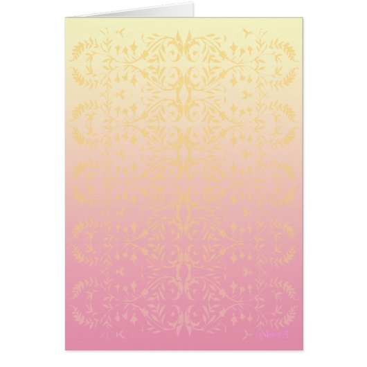 Pink Peach Damask Blank Art Card (Front)