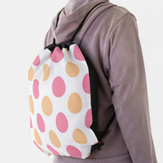 Pink Peach Easter Eggs Pattern Drawstring Bag