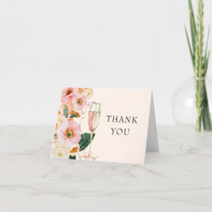 Pink Peach Floral Bridal Shower Thank You Card