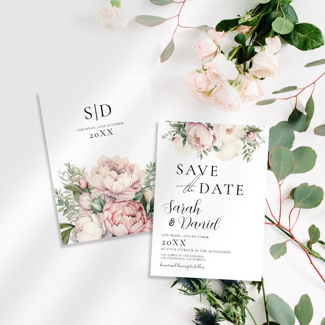 Pink Peach Floral Elegant Wedding Save The Date (Creator Uploaded)