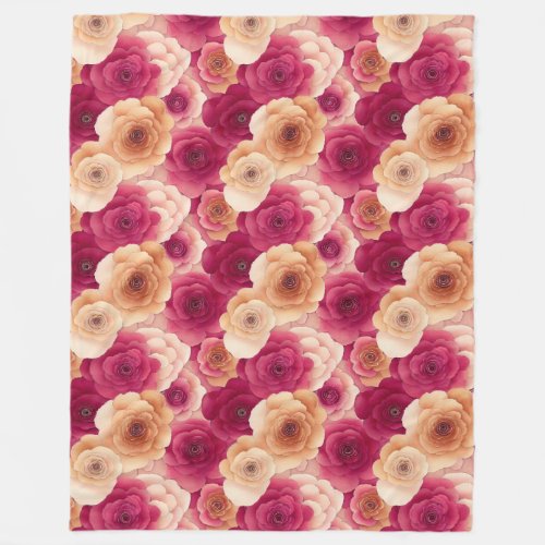 Pink Peach Floral Fleece Blanket