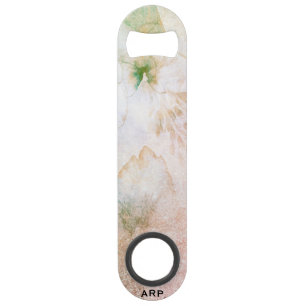 *~* Pink Peach Floral Glitter Celestial Watercolor Bar Key