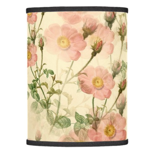 Pink Peach Floral Green Leaves Vintage Lamp Shade