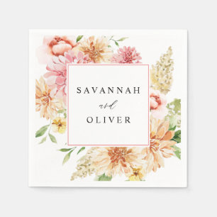 Pink & Peach Floral & Greenery Name 2 Napkins