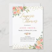 Pink Peach Floral Lingerie Shower Card (Front)