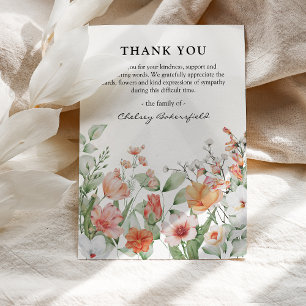 Pink & Peach Floral Photo Keepsake Memorial Thank You Card