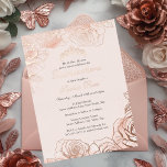 Pink Peach Floral Rose Gold Quinceanera  Foil Invitation<br><div class="desc">More Pretty Rose Gold Quinceanera Invitations in the Little Bayleigh Store!</div>