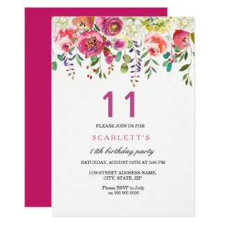 girls 11th birthday party invitations amp announcements zazzle 11th birthday invitation wording