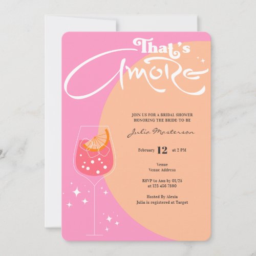 Pink  Peach Fuzz Thats Amore Bridal Shower Invitation