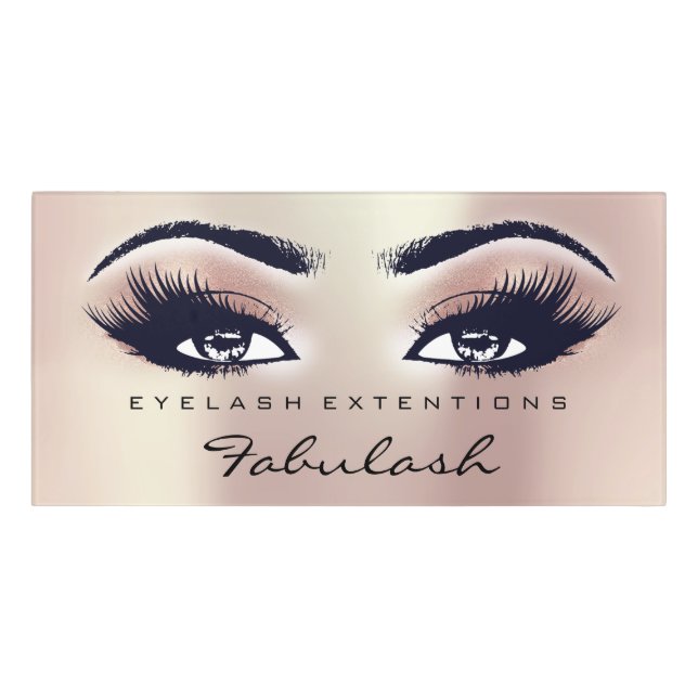 Pink Peach Glitter Gold Beauty Salon Lash Makeup Door Sign (Classic Front)