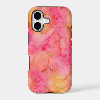 Pink Peach Gold Alcohol Ink Marble iPhone 17 Case