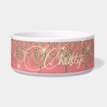 Pink peach gold lace elegant sparkle  bowl<br><div class="desc">An elegant peach pink and gold lace design with a hint of  diamond sparkle. Personalize if you wish.</div>