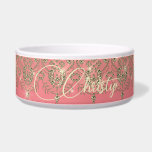Pink peach gold lace elegant sparkle  bowl<br><div class="desc">An elegant peach pink and gold lace design with a hint of  diamond sparkle. Personalize if you wish.</div>