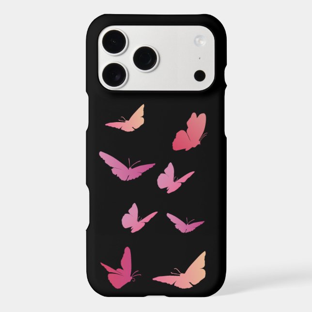 Pink Peach Gradient Butterfly Aesthetic Pattern Iphone Case (Back)