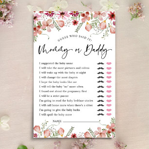 Pink Peach Guess Who Mom or Dad Baby Shower Games