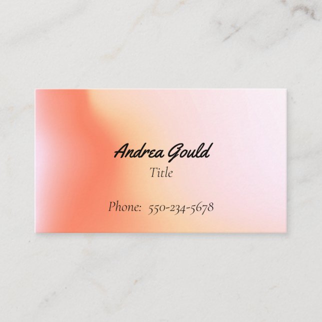 Pink-Peach Ombre Business Card (Front)