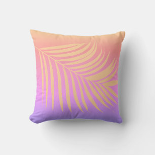 Pink Peach Orange Palm Leaf Art Tropical Gift 2025 Throw Pillow