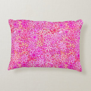 pink, peach, orchid and coral flowers decorative pillow