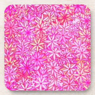pink, peach, orchid and coral flowers drink coaster