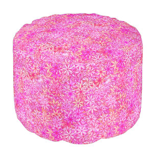 pink, peach, orchid and coral flowers pouf