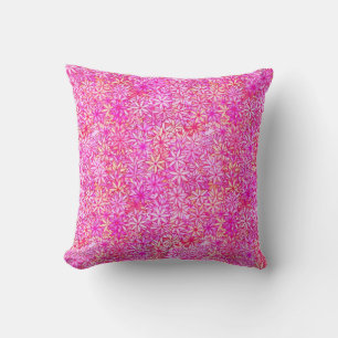 pink, peach, orchid and coral flowers throw pillow