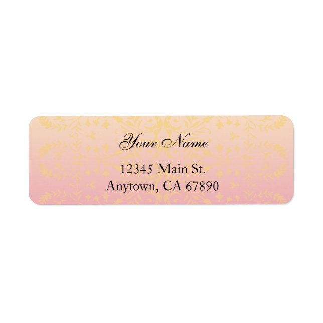 Pink Peach Pastel Damask Custom Address Labels (Front)