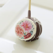 Pink Peach Peonies Burgundy Floral Leaves Cake Pops (Front Insitu)