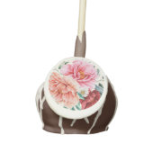 Pink Peach Peonies Burgundy Floral Leaves Cake Pops (Front)