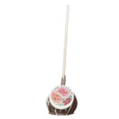Pink Peach Peonies Burgundy Floral Leaves Cake Pops (Front)