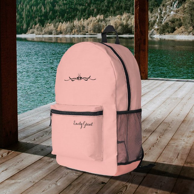 Pink Peach Personalized With Name Printed Backpack (Creator Uploaded)
