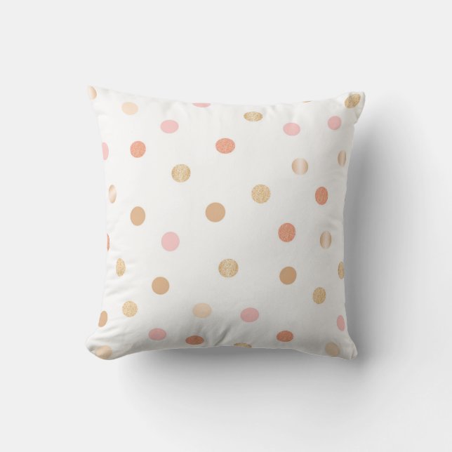 Pink & Peach Polka Dot Throw Pillow (Front)