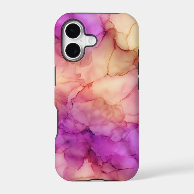 Pink Peach Purple Alcohol Ink Marble Case-Mate iPhone Case (Back)