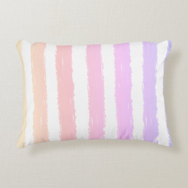Pink Peach Purple Summer Stripes Accent Pillow (Front)
