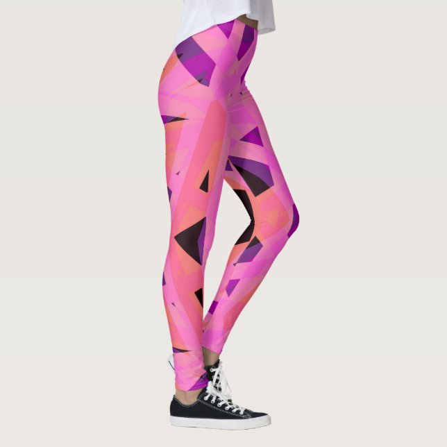 Pink Peach Purple Yoga Fitness Exercise Valentine Leggings (Right)