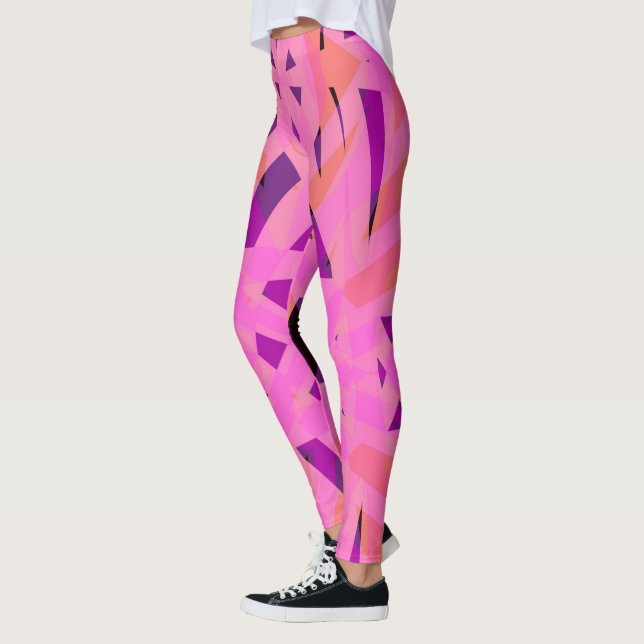 Pink Peach Purple Yoga Fitness Exercise Valentine Leggings (Left)
