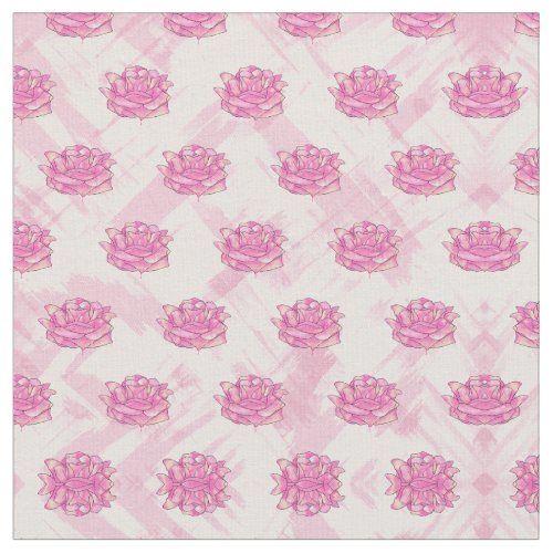 Pink Peach Rose Floral Watercolor Brushstrokes Fabric