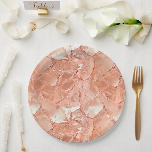 Pink Peach Rose Gold Glam Paper Plates